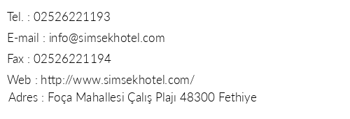 Hotel imek Fethiye telefon numaralar, faks, e-mail, posta adresi ve iletiim bilgileri